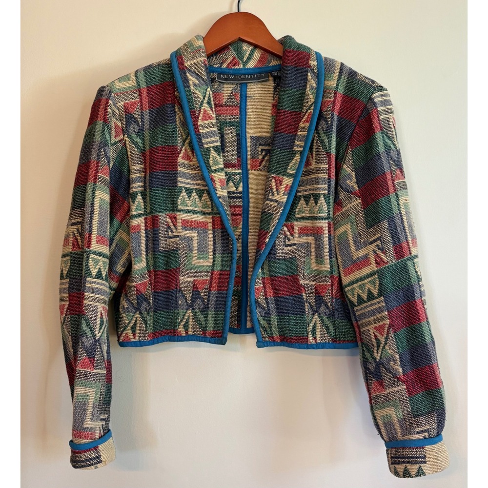 New Direction Vintage Tapestry cropped jacket Women's size S. Aztec/Southwestern